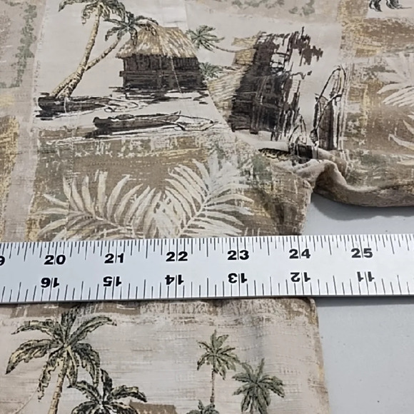 Island Beach Print Natural Colors Button Down Shirt Cocoanut Wood Buttons - Picture 3 of 13